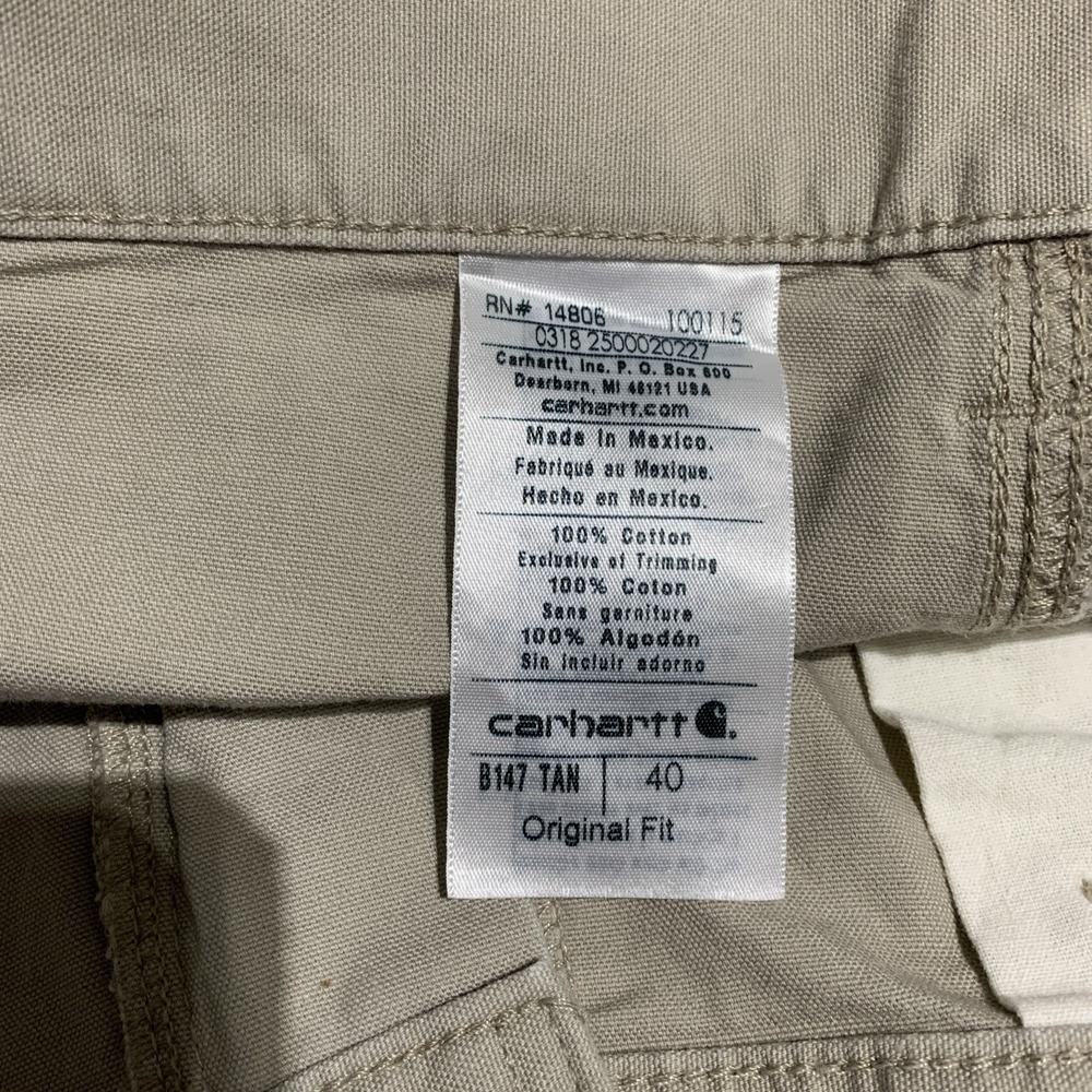 Vintage Carhartt Carpenter Shorts 40x10 B147 Light Tan Cotton Original Fit - Picture 8 of 8
